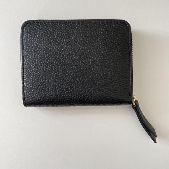 Nine West Astoria Zip Up Card Holder Case Black Leather Wallet Small Minimalist - Picture 3 of 7